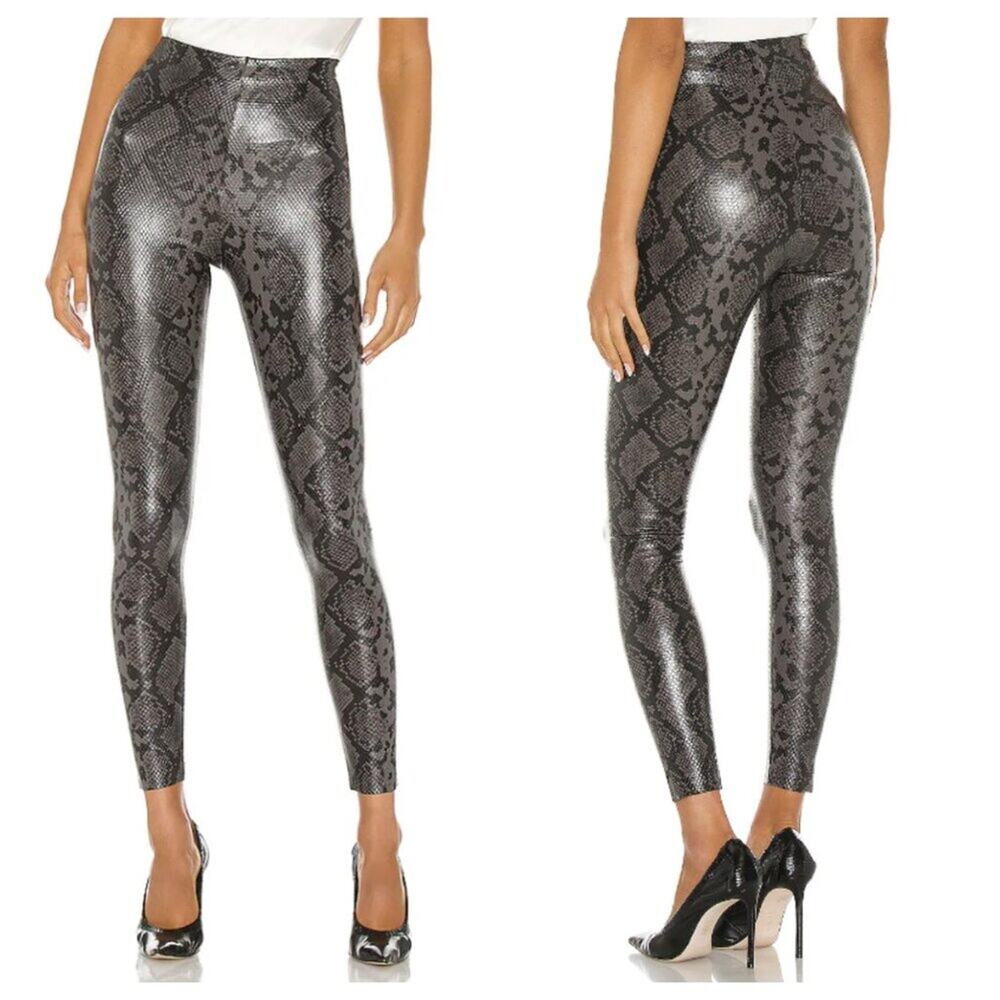 NWT Commando Women's Faux Leather Animal Legging Gray Snake M